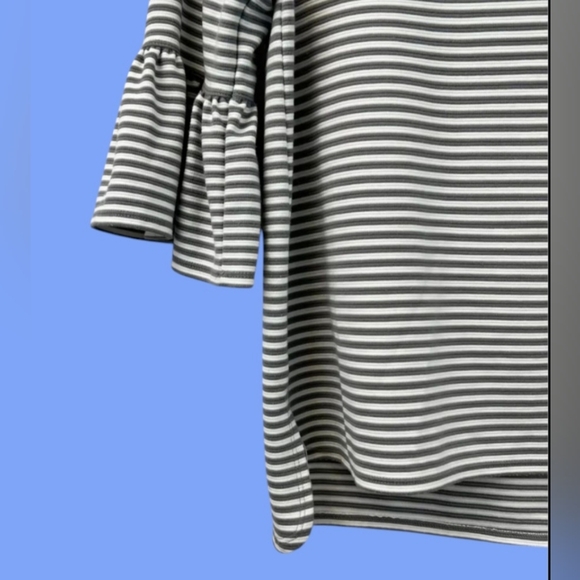 MAX STUDIO 3/4 BELL SLEEVE PULLOVER TOP GRAY/WHITE STRIPE WOMEN'S SZ. SM - Picture 3 of 9